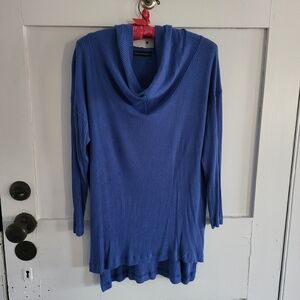 Nally & Millie Ribbed Cowl Neck Sweater in Blue